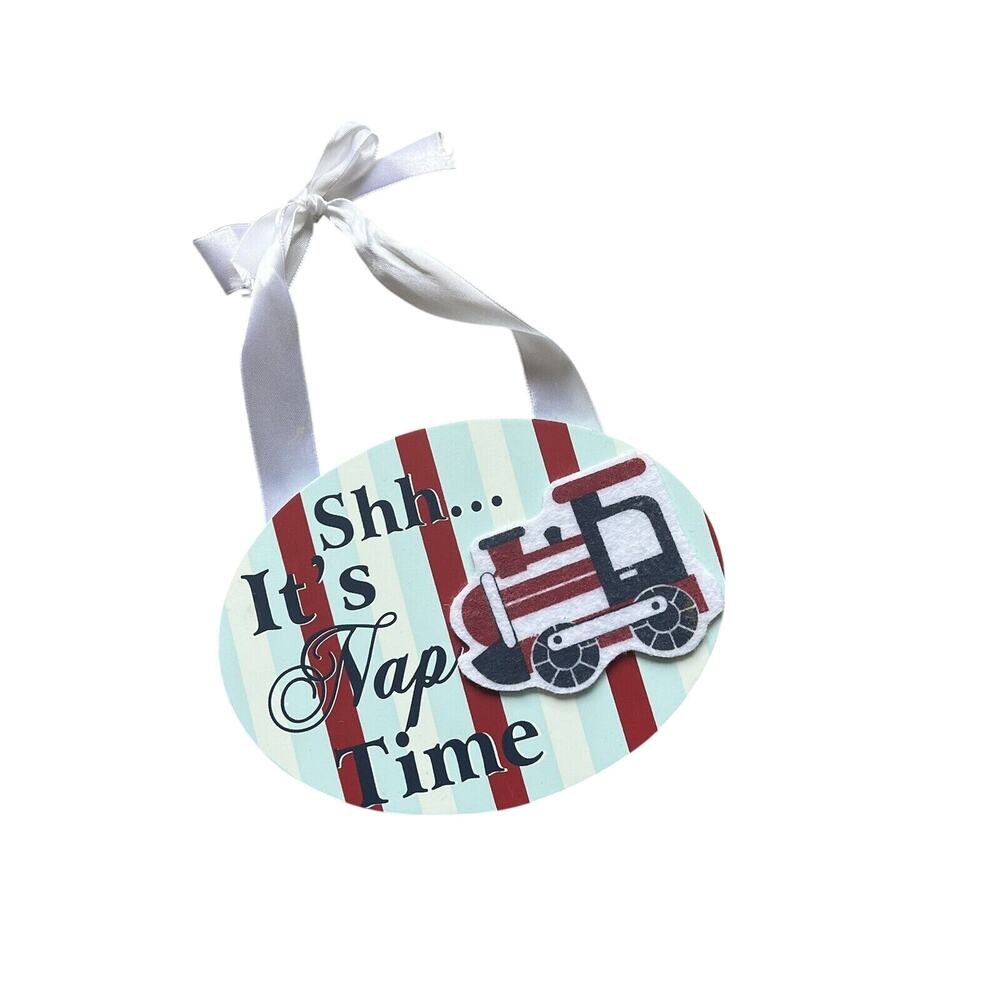 Nap Time Train Transportation Wooden Door Hanger Nursery Decor Sign